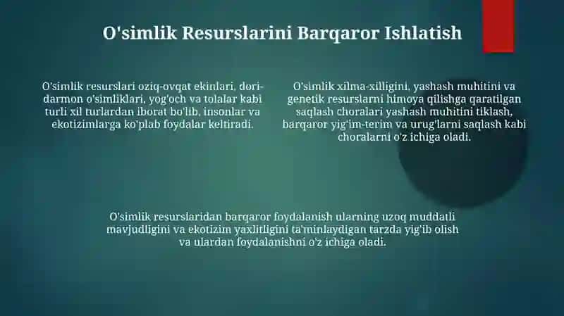 O'simlik resurslari va ularni muhofaza qilish 4