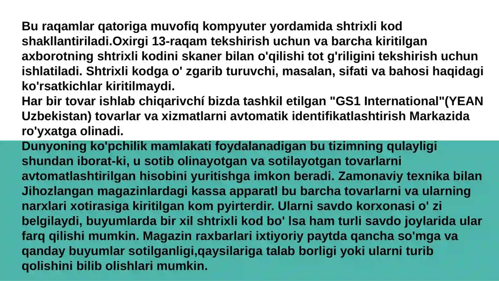 Mahsulot sifati to'g'risidagi ma'lumotlarni shtrixli kodlash 4