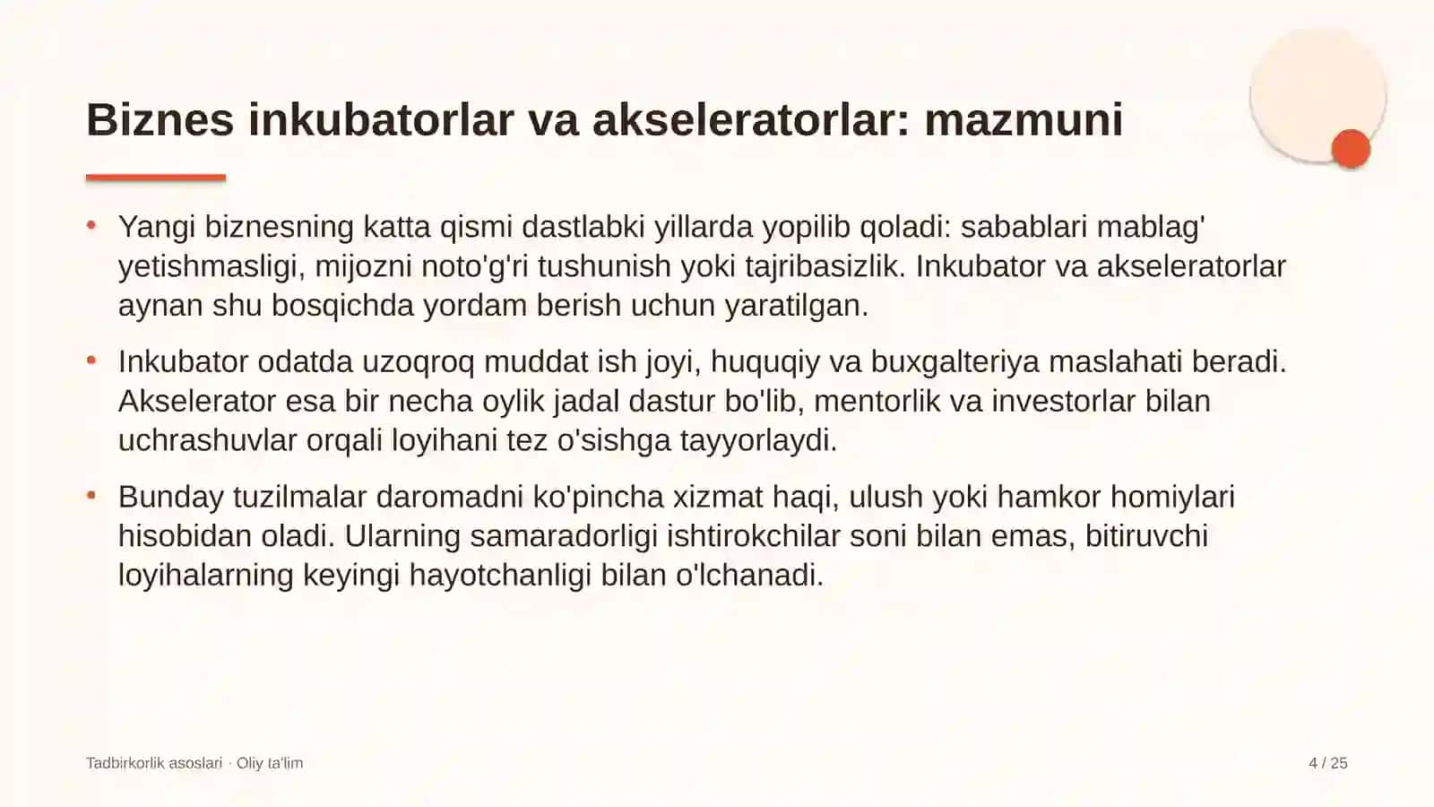 Avtomobil bozorlarida biznes inkubatorlar va akseleratorlar faoliyati 4