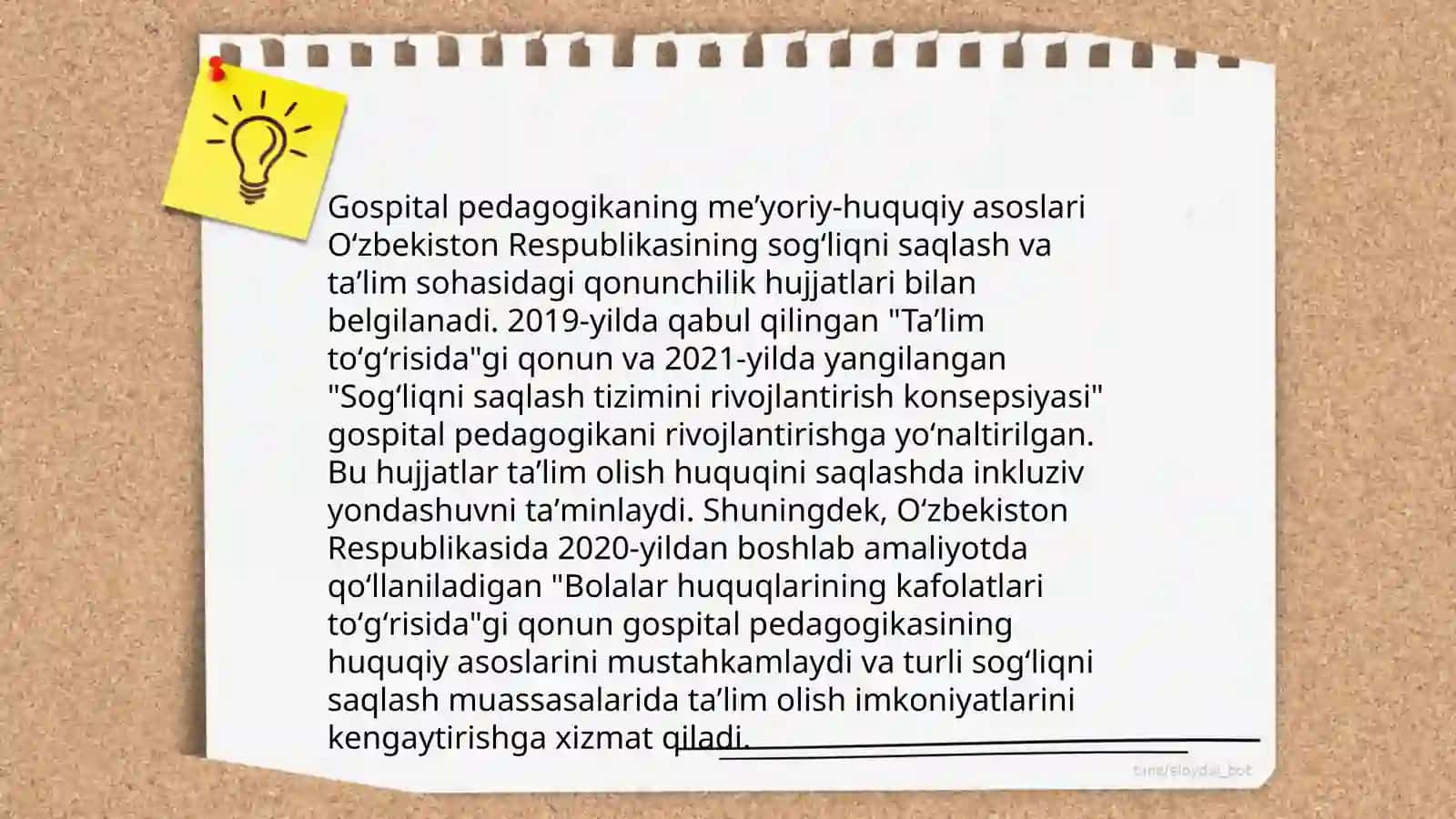 Oʻzbekistonda Gospital pedagogikaning meʼyoriy-huquqiy bazasini tahlil qilish 4