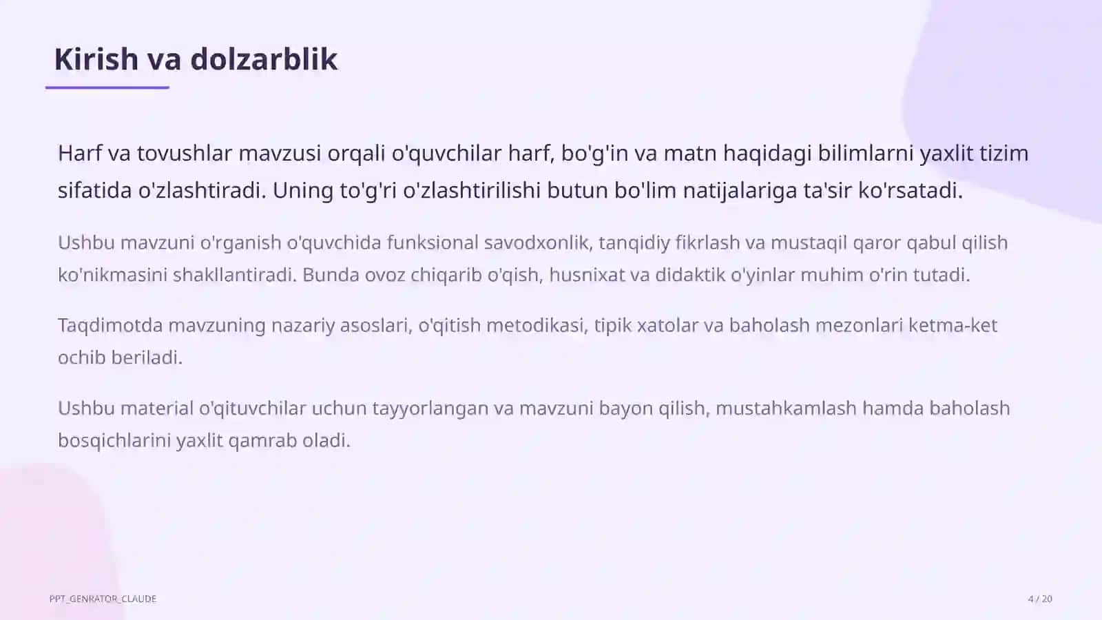 Harf va tovushlar (1-sinf) 4