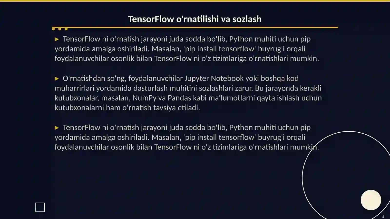 Pythonda tensorflow Dan foydalanish 4
