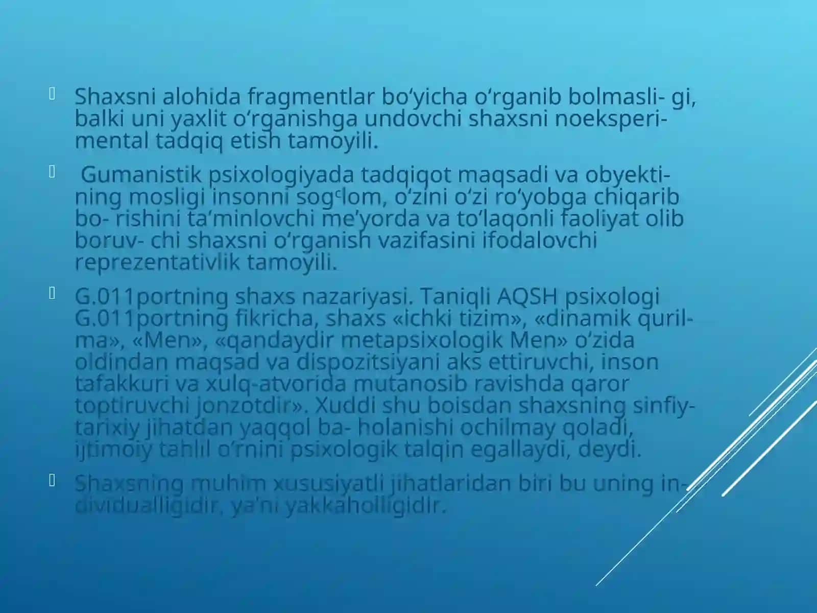 YANGI DAVR PSIXOLOGIYASIGA UMUMIY TAVSIFNOMA 4