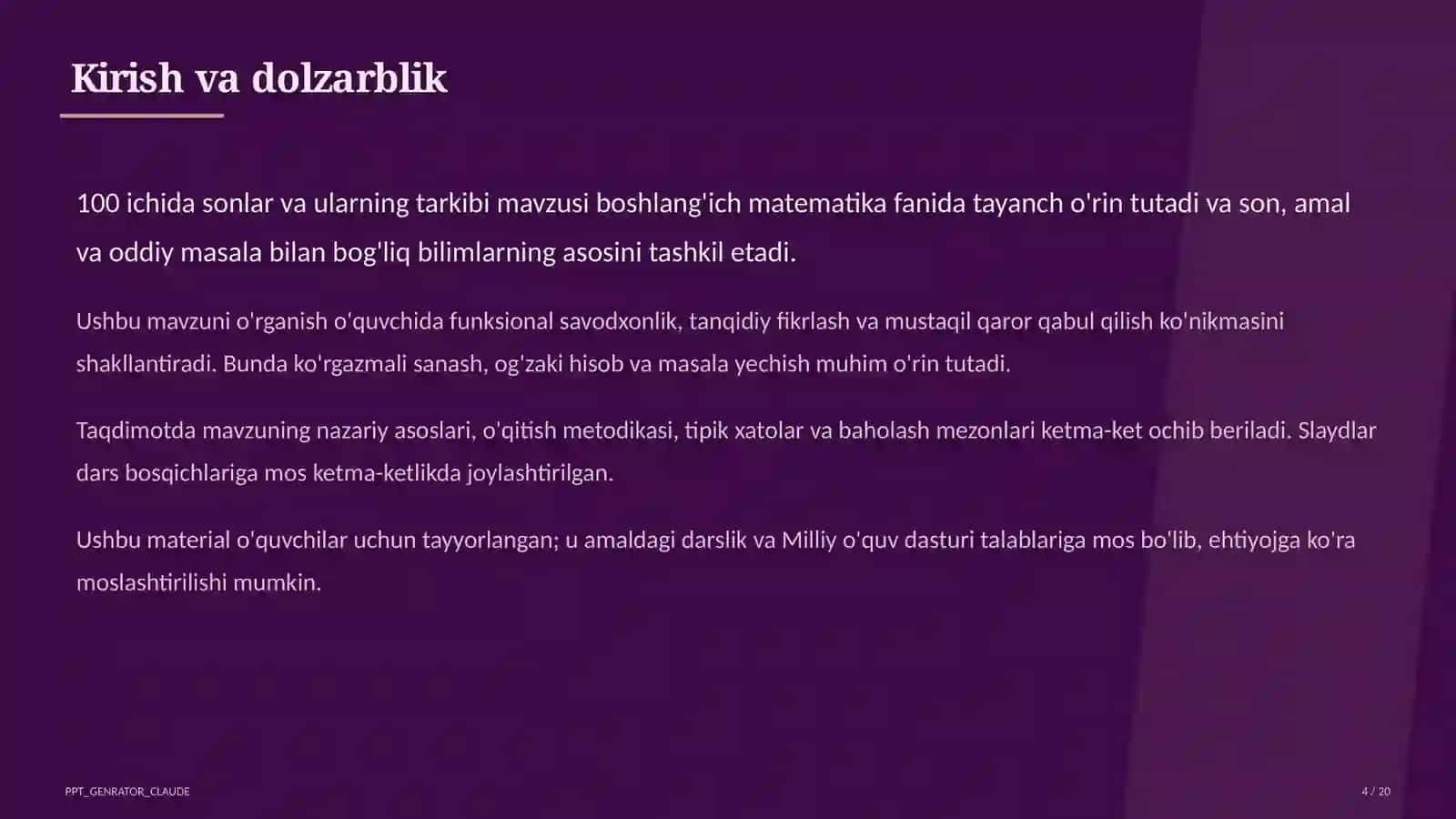 100 ichida sonlar va ularning tarkibi (2-sinf) 4