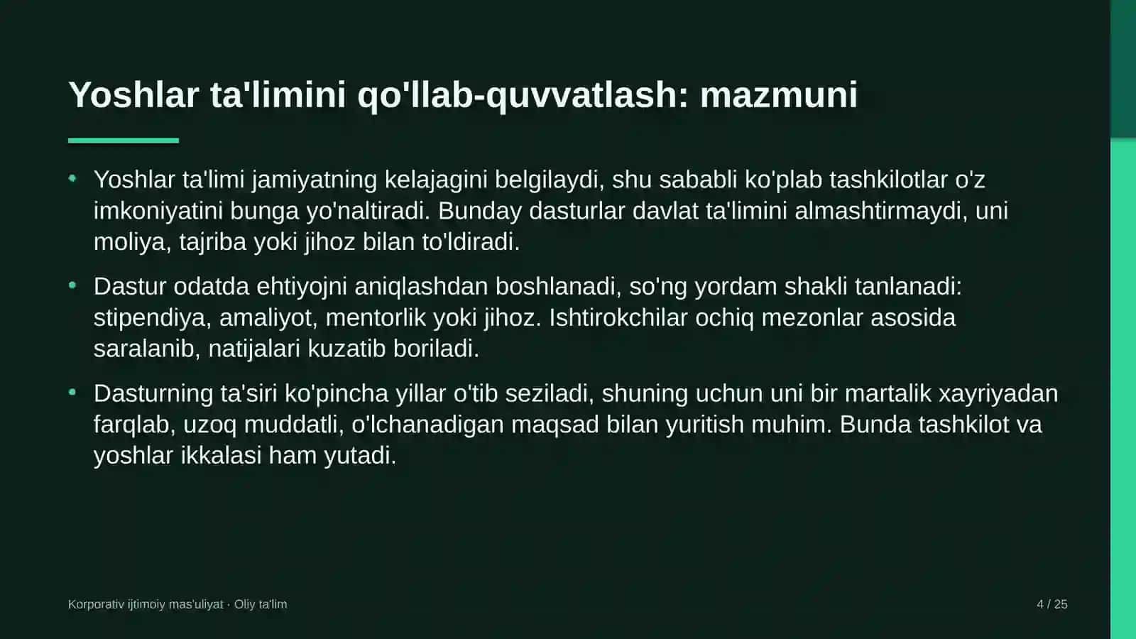 Brending agentliklarida yoshlar ta'limini qo'llab-quvvatlash dasturlari 4