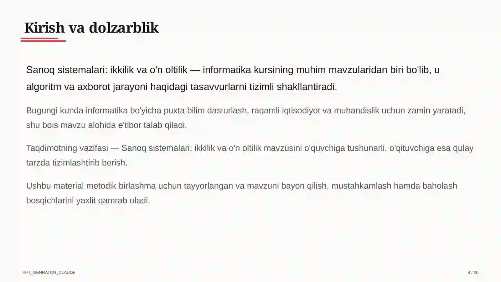 Sanoq sistemalari: ikkilik va o'n oltilik (7-sinf) 4