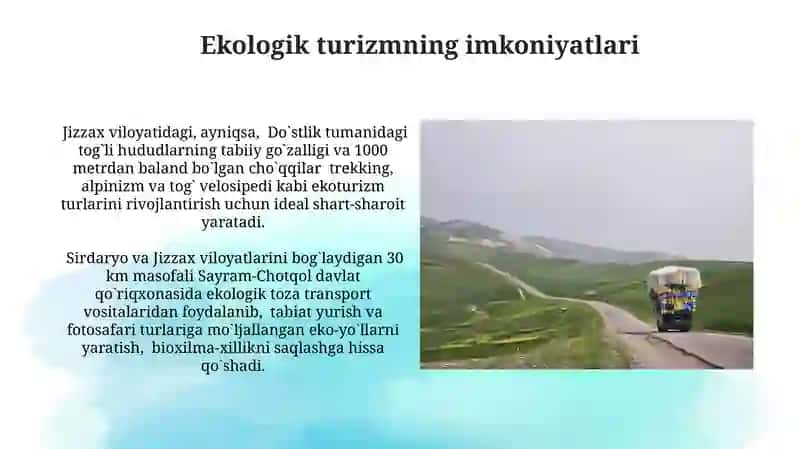 Jizzах-Sirdаryo turistik mintаqаsi va turizm turlаrini rivоjlаntirish imkоniyatlаri 4