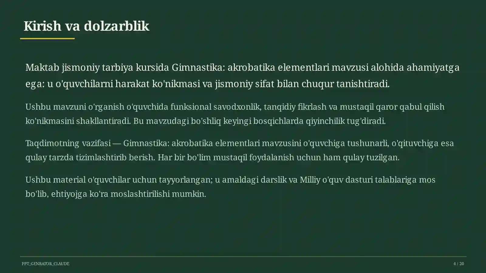 Gimnastika: akrobatika elementlari (3-sinf) 4