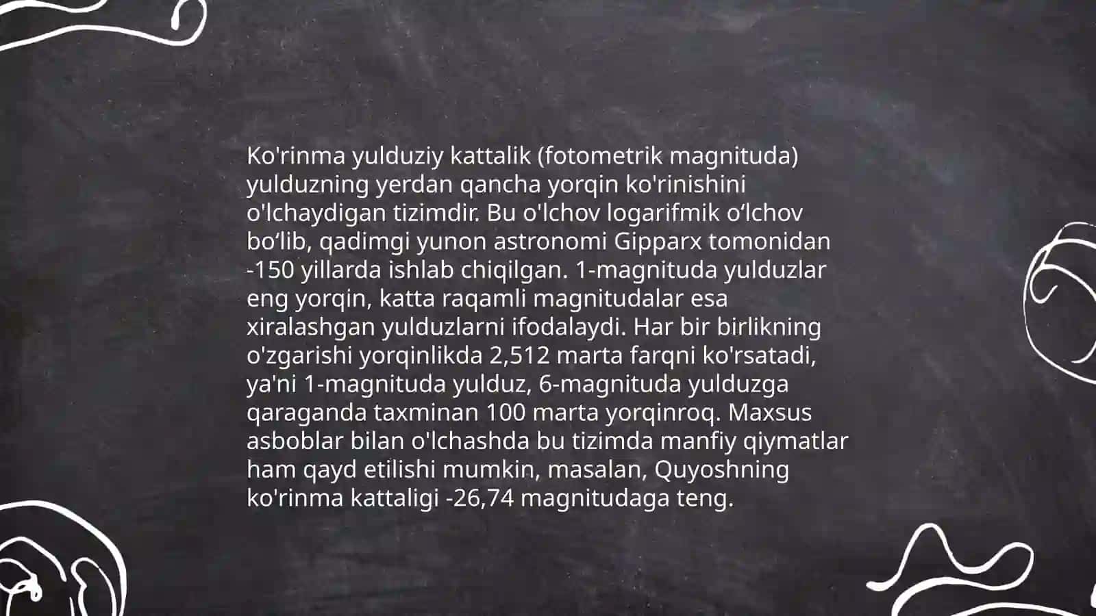 Yoritgichlarning ko'rinma yulduziy kattaligi va fotometrik ko'rsatkichlari 4