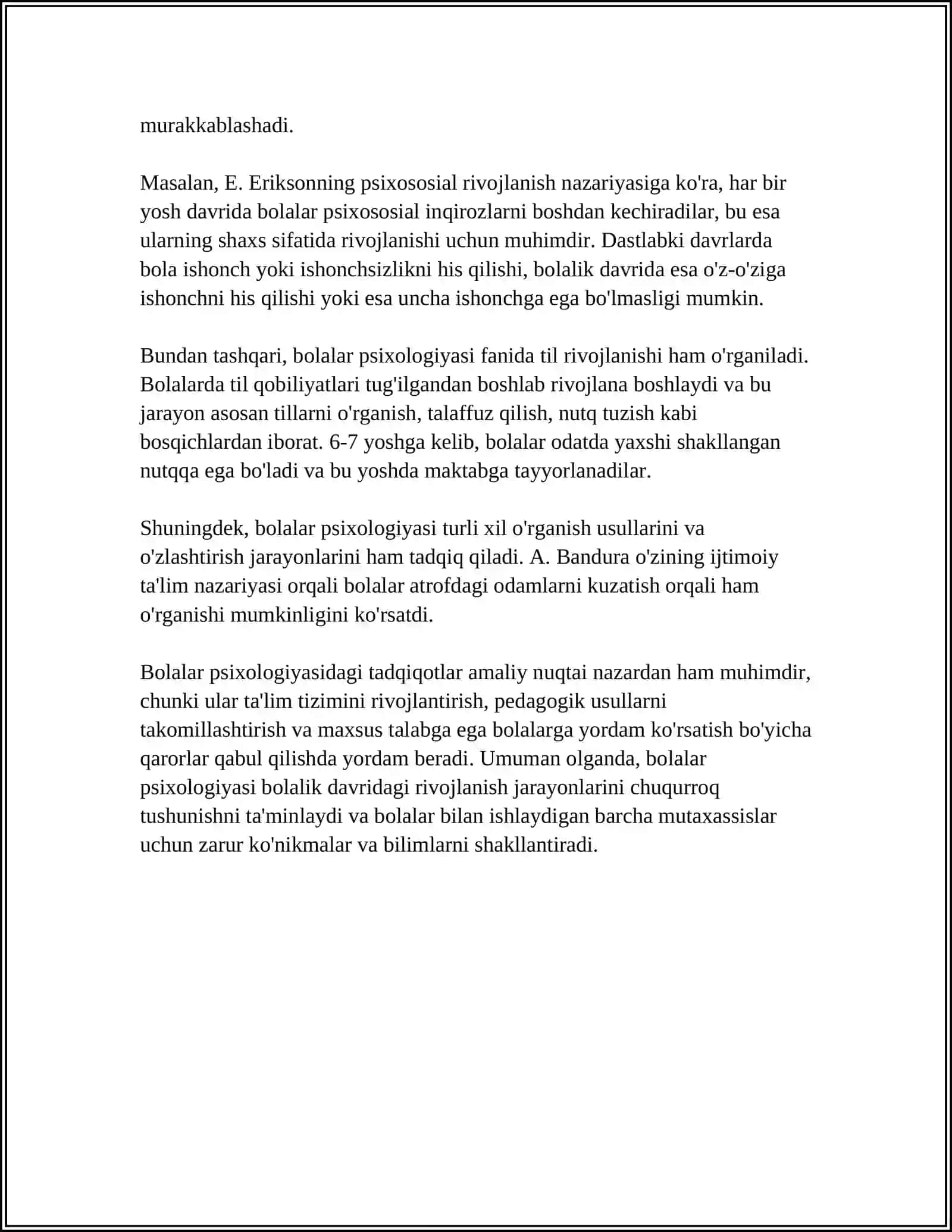 Bolalar Psixologiyasi Fanining Predmeti, Maqsadi va Vazifalari 4