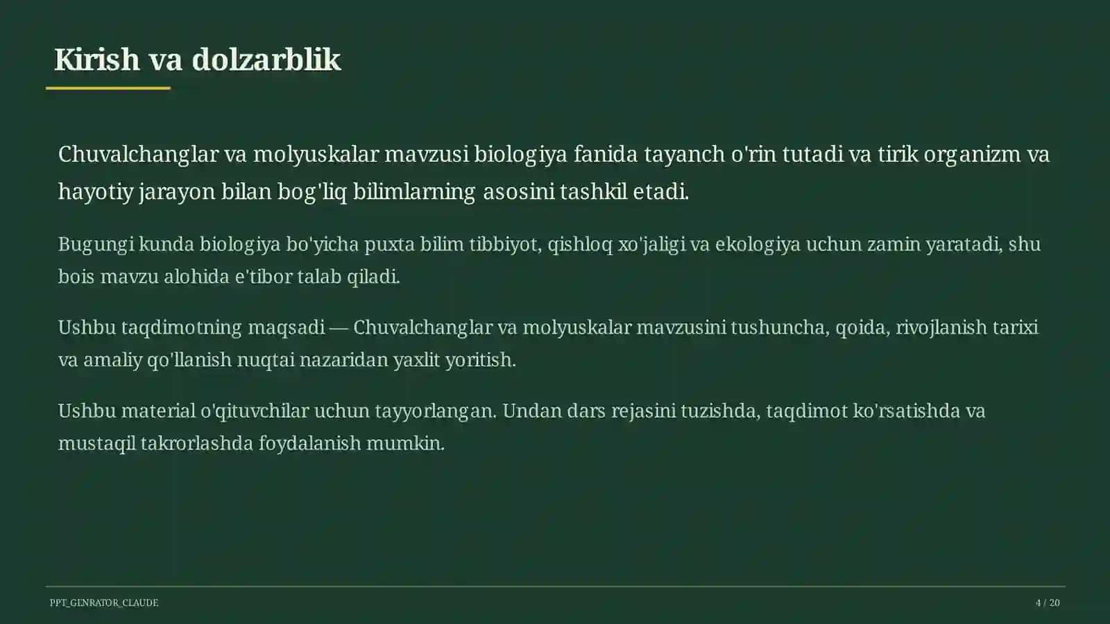 Chuvalchanglar va molyuskalar mavzusi 4