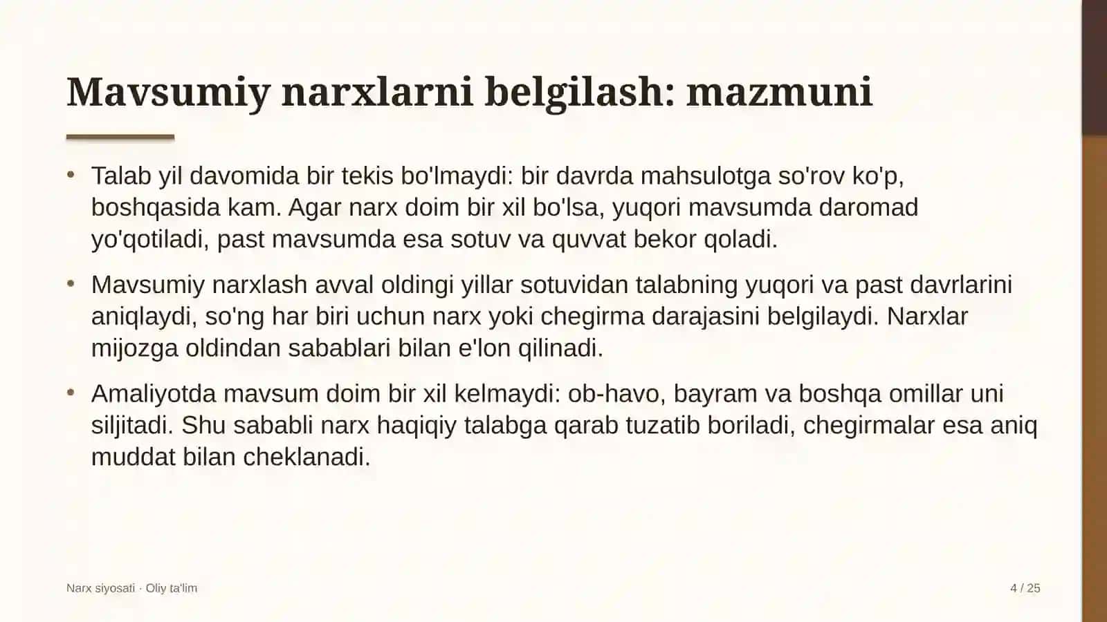 startaplarda mavsumiy narxlarni belgilash 5507 4