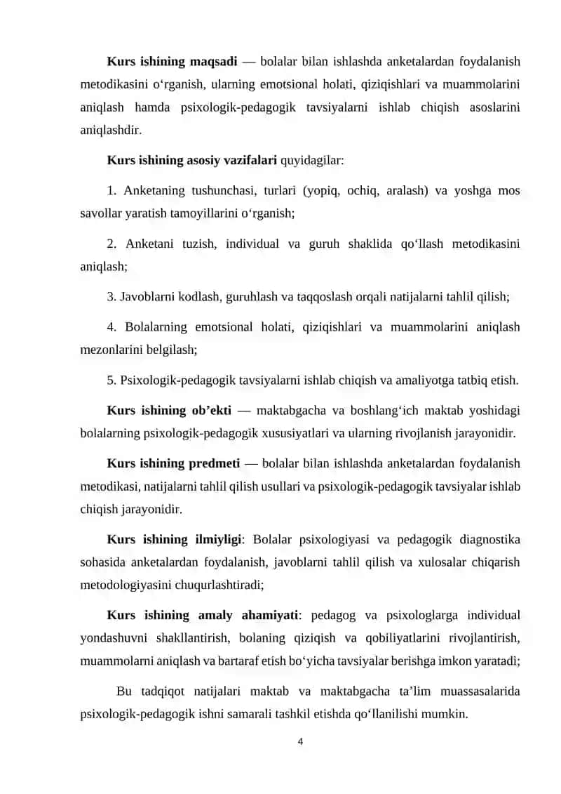 Bolalar bilan ishlashda anketalardan foydalanish metodikasi 4