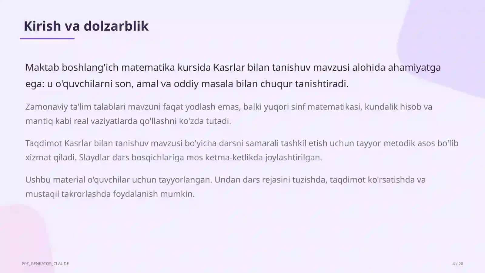 Kasrlar bilan tanishuv (4-sinf) 4