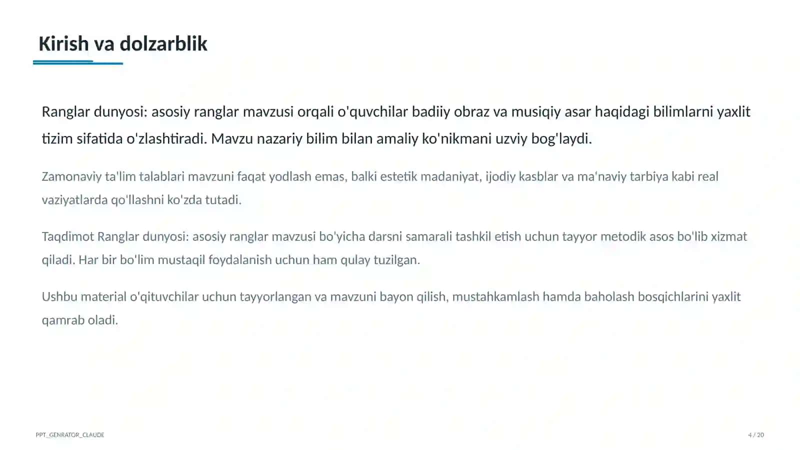 Ranglar dunyosi: asosiy ranglar (1-sinf) 4