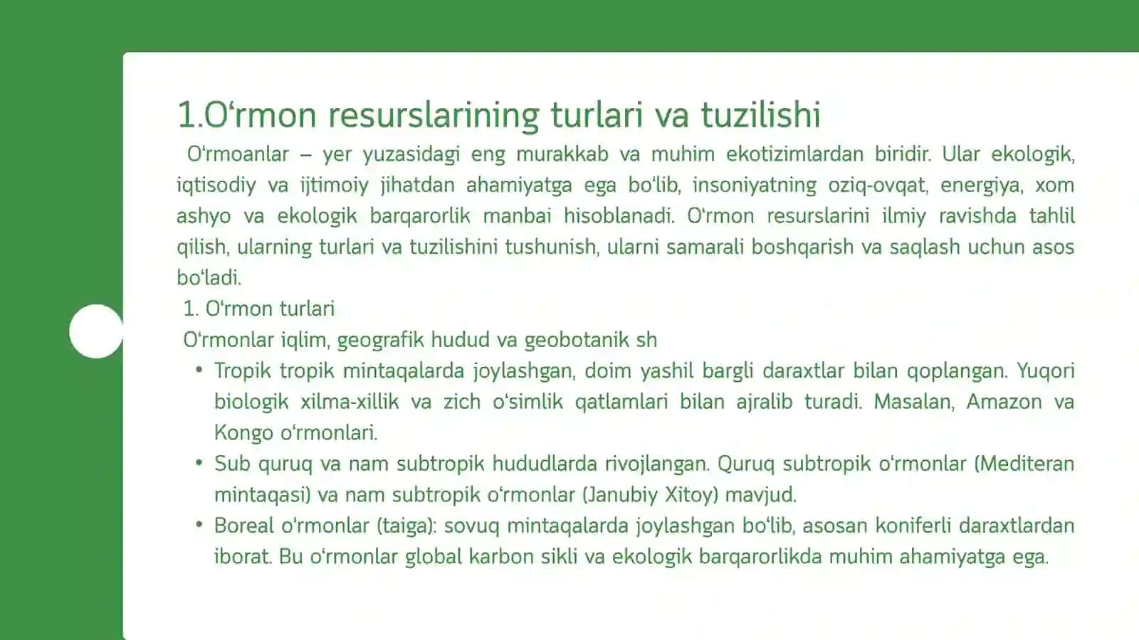 O'rmon Resurslari va Ularini Saqlash 4