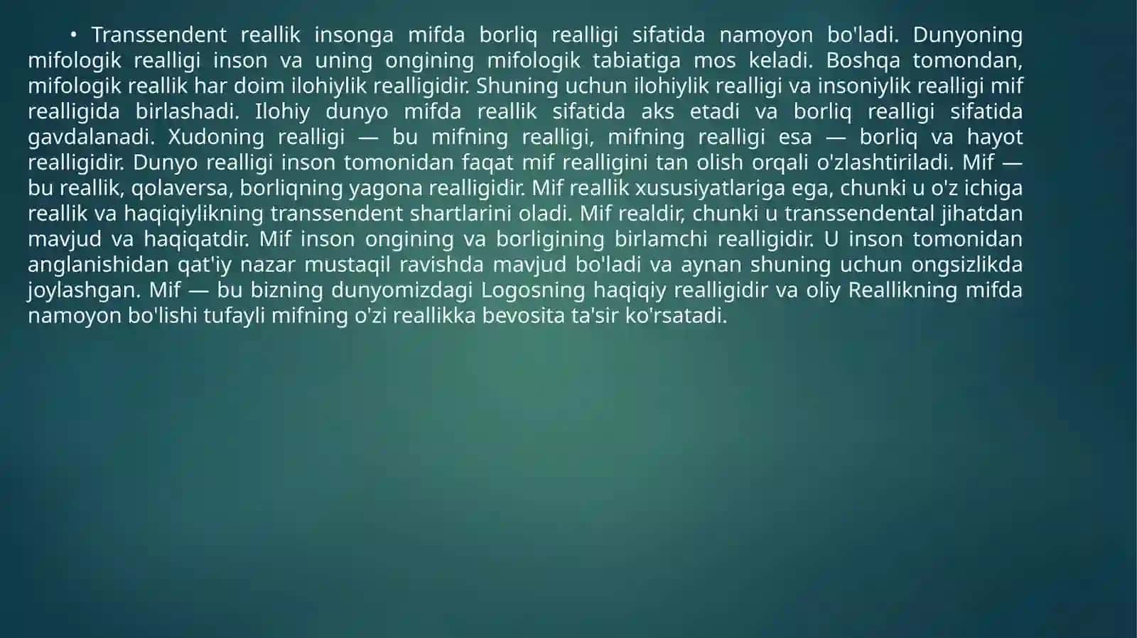 Adabiyotshunoslik - Adabiyotda miforealizm yo'nalishi 4