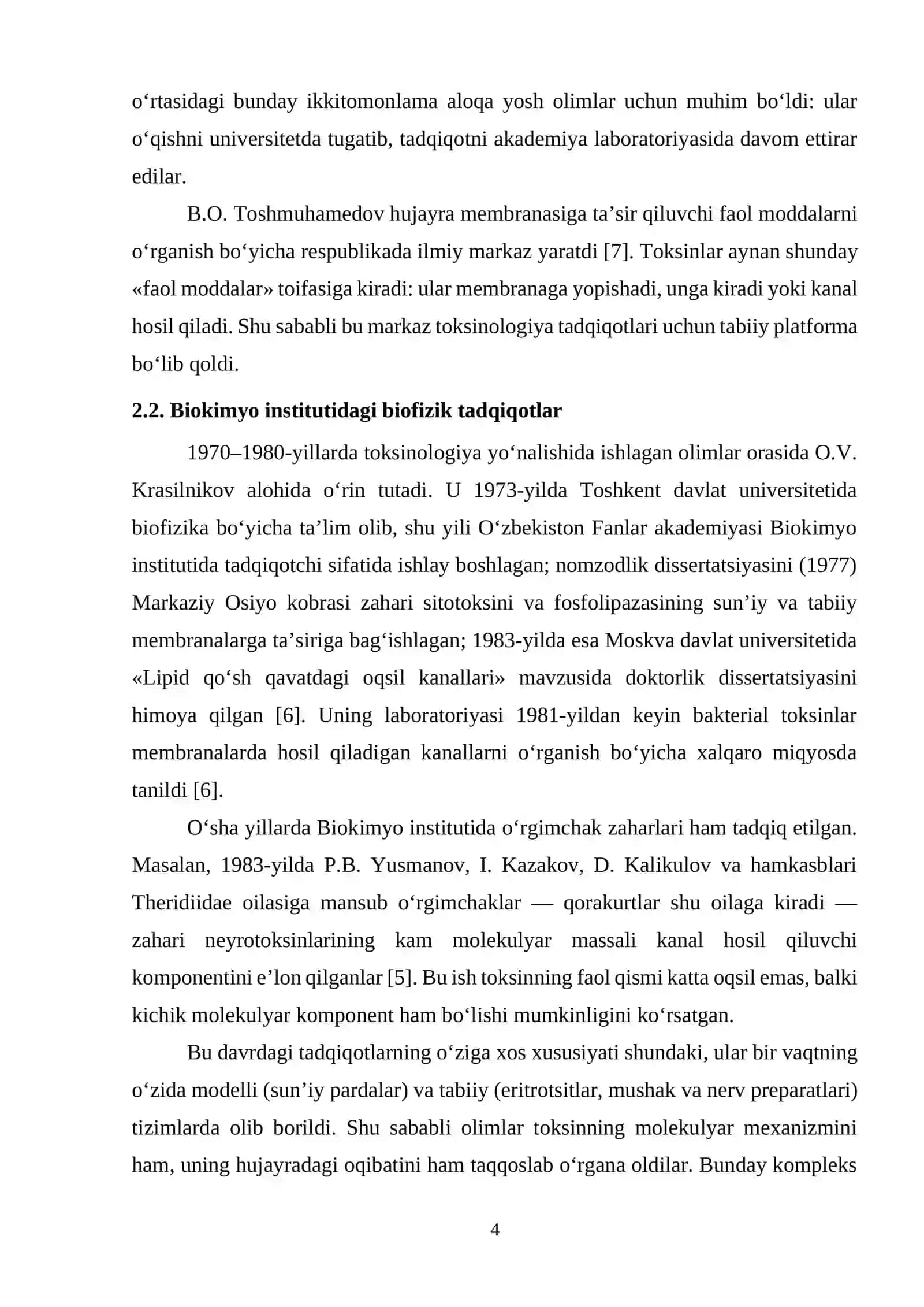 Oʻzbekistonda biofizik tadqiqotlarning rivojlanishi 4