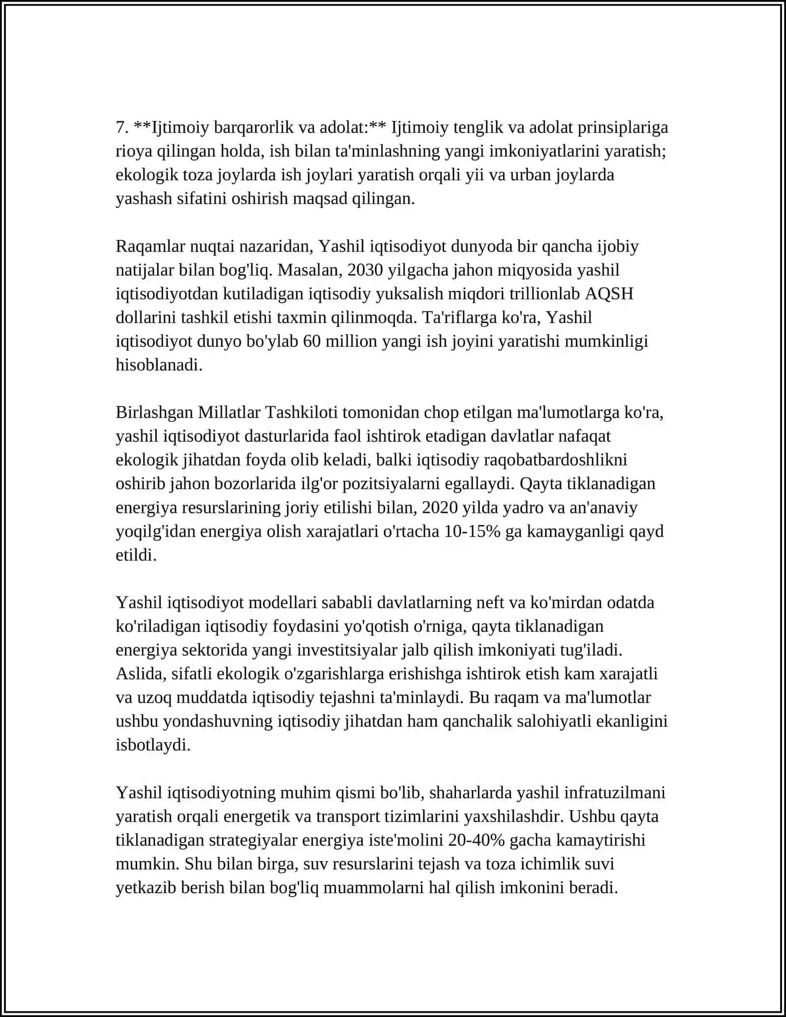 RIVOJLANAYOTGAN MAMLAKATLARDA "YASHIL IQTISODIYOT"GA OʻTISH TAJRIBASI 4