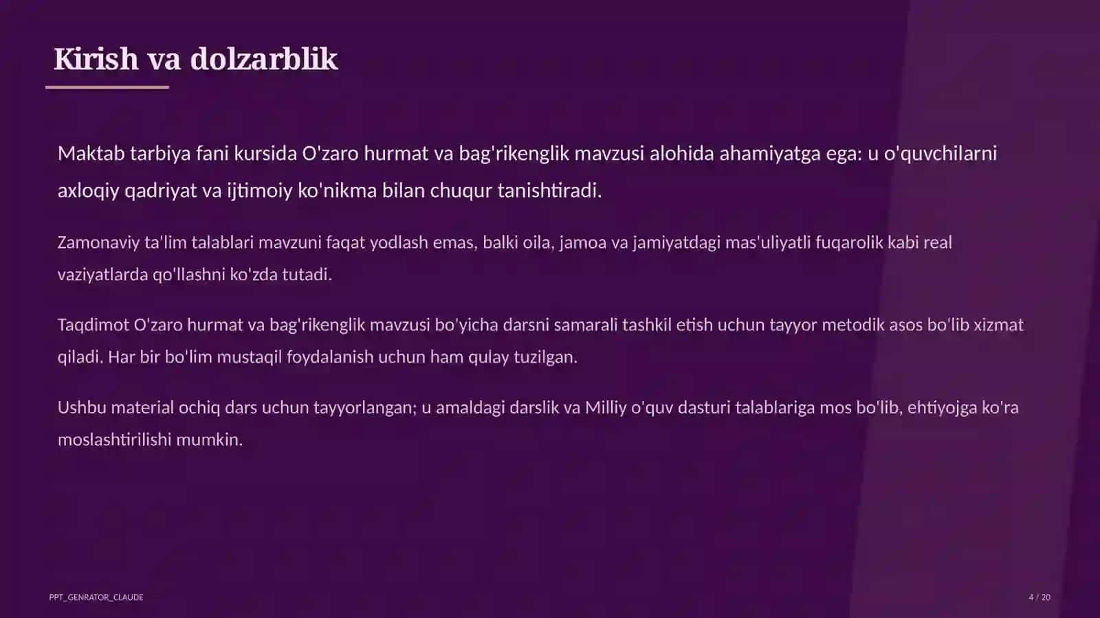 O'zaro hurmat va bag'rikenglik (7-sinf) 4
