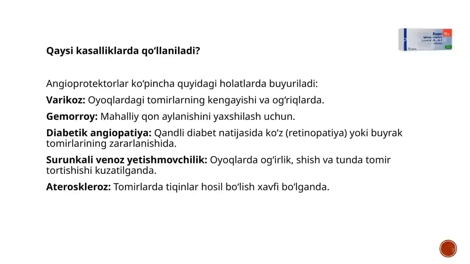 Angioprotektorlar, Venotropvositalar, Aterosklerozga qarshi vositalar 4