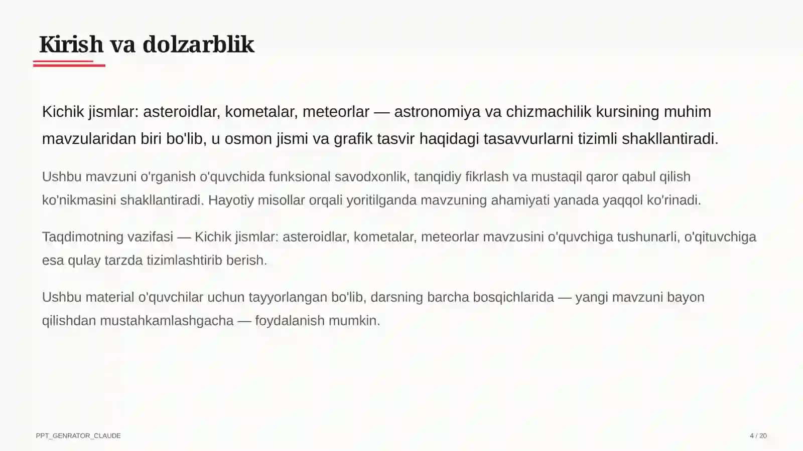 Astronomiya va chizmachilik (8–11) — o'quvchilar uchun 4