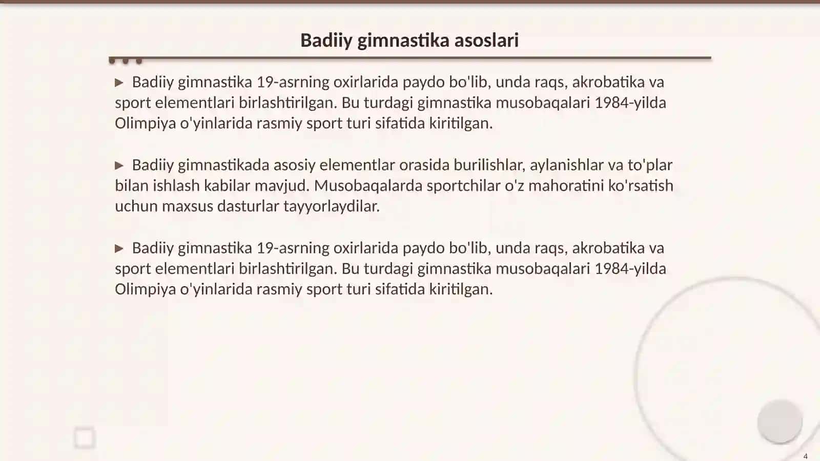 Gimnastika turlari haqida 4