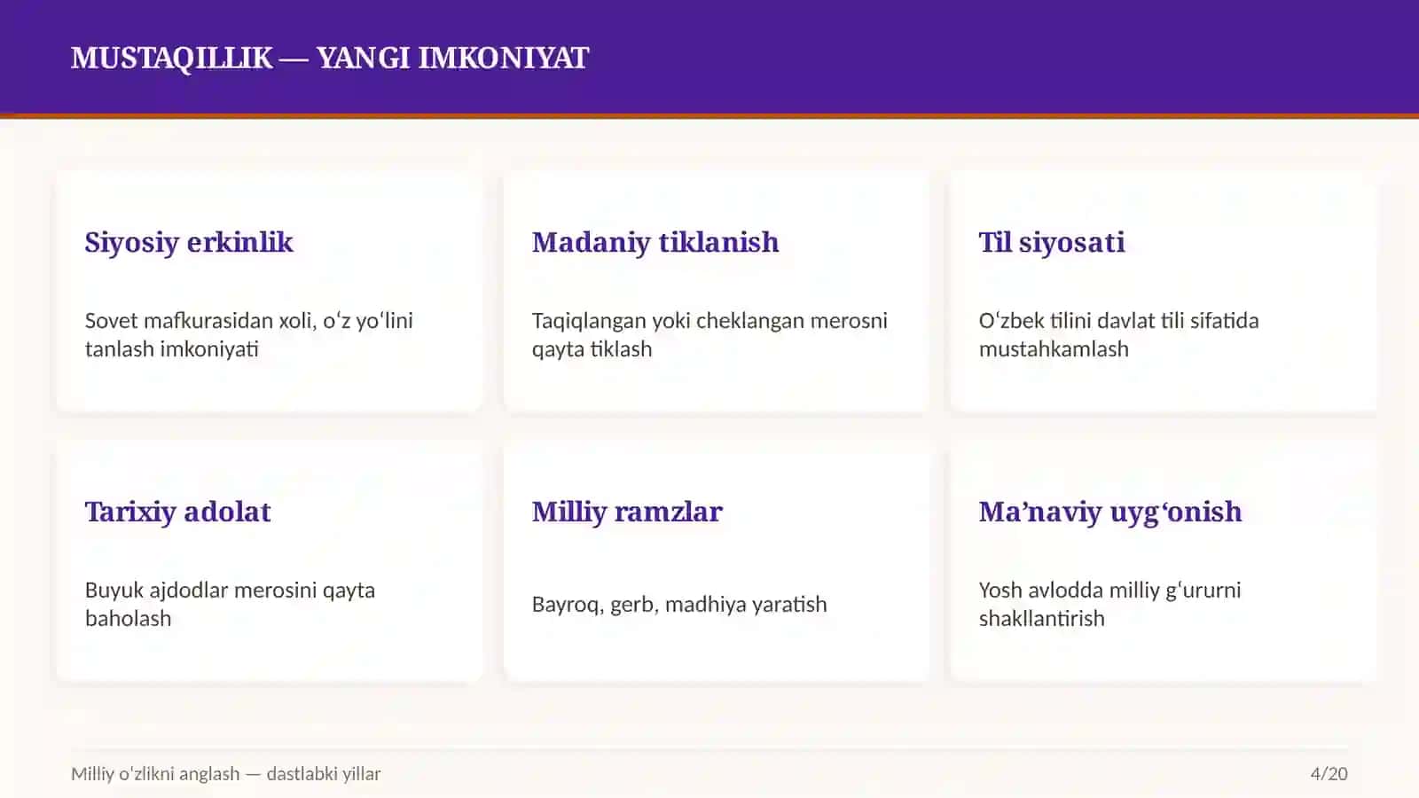 Mustaqillik va Milliy Oʻzlik 4