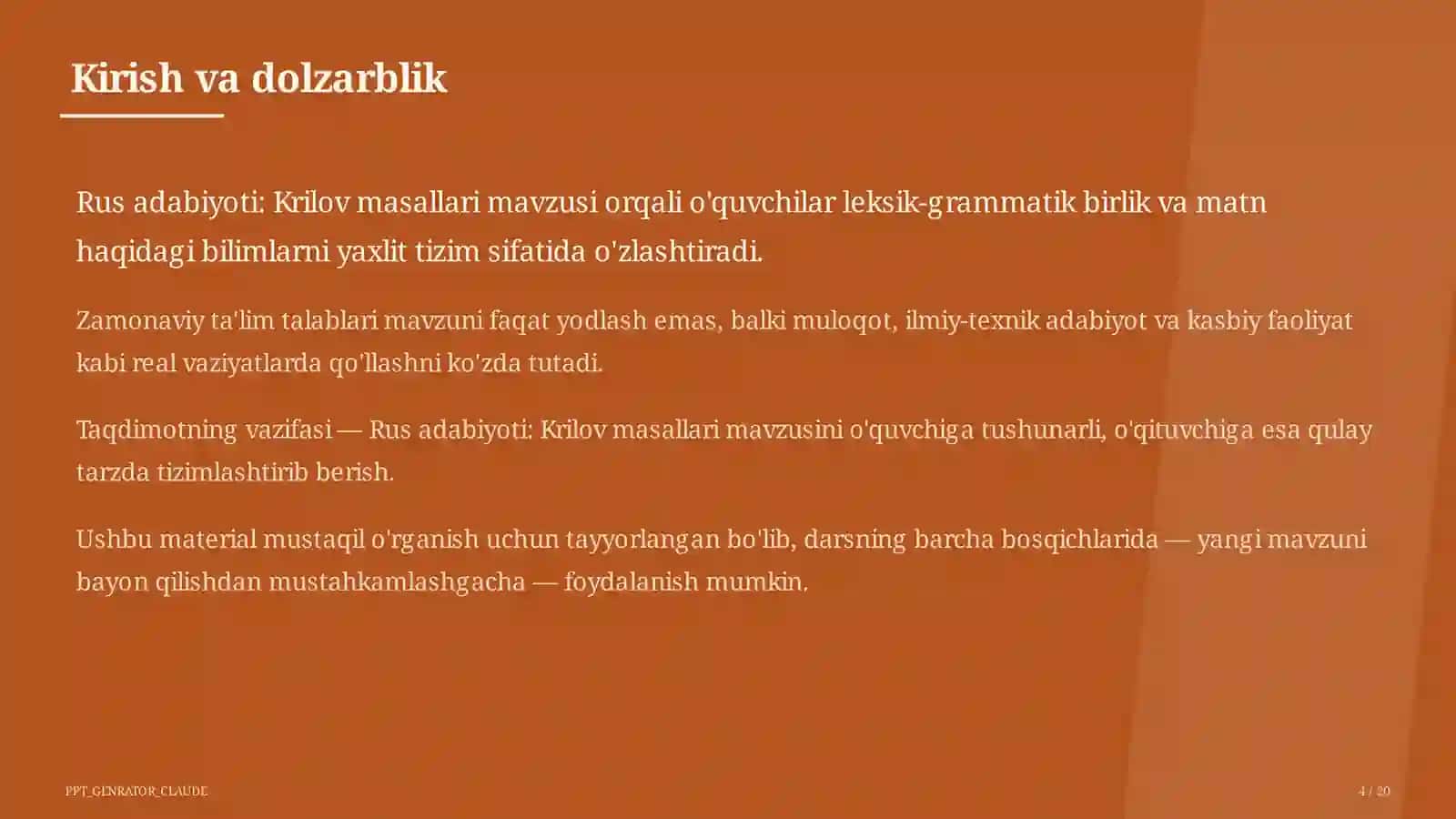 Rus adabiyoti: Krilov masallari (6-sinf) 4