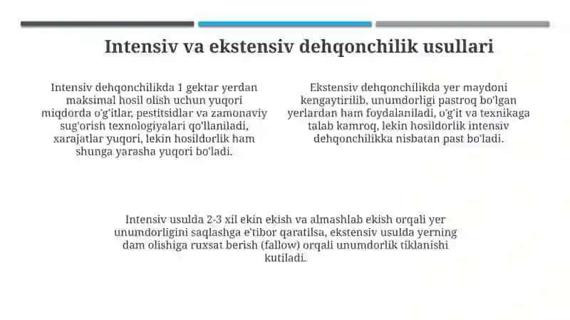 Qishloq xoʻjaligi yerlaridan unumli foydalanish 4