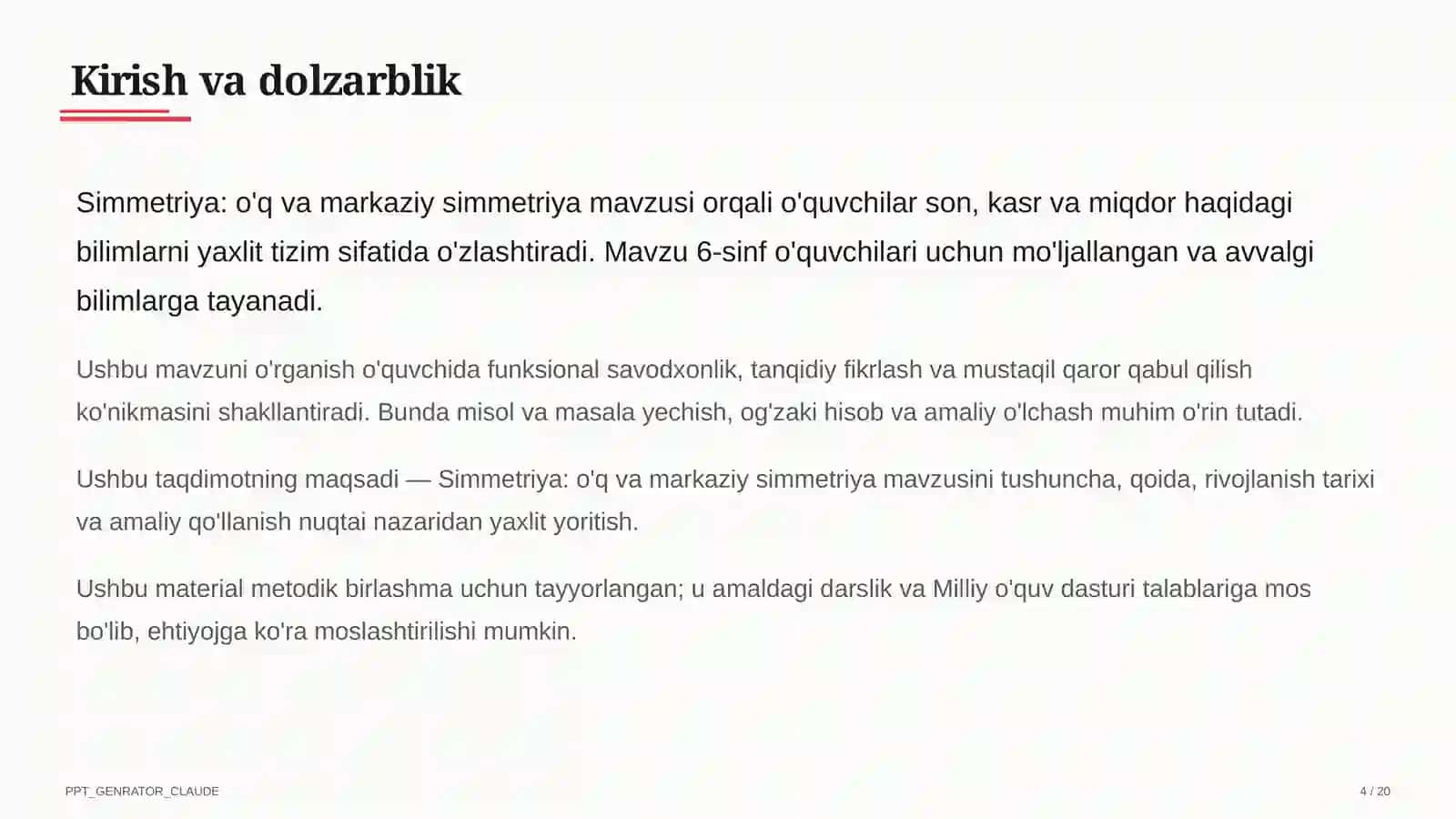 Simmetriya: o'q va markaziy simmetriya (6-sinf) 4