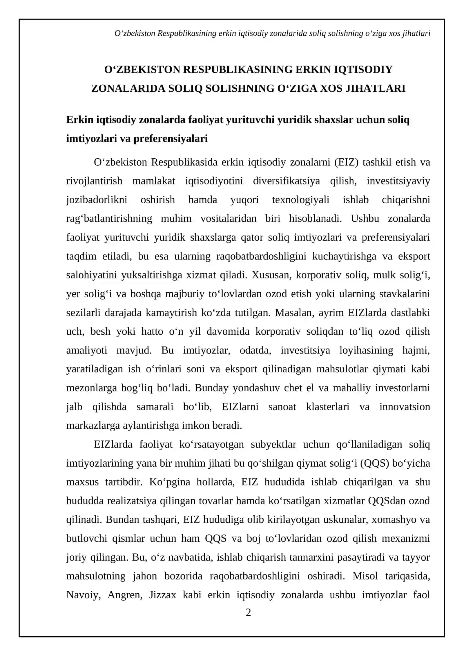 Soliq toʻlovchilarning ayrim toifalariga va Oʻzbekiston Respublikasining ayrim hududlariga soliq solishning oʻziga xos xususiyatlari 4