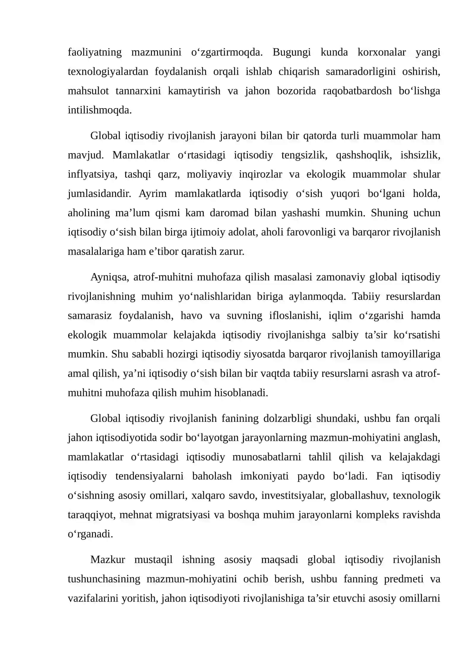 Global iqtisodiy rivojlanish fani 4