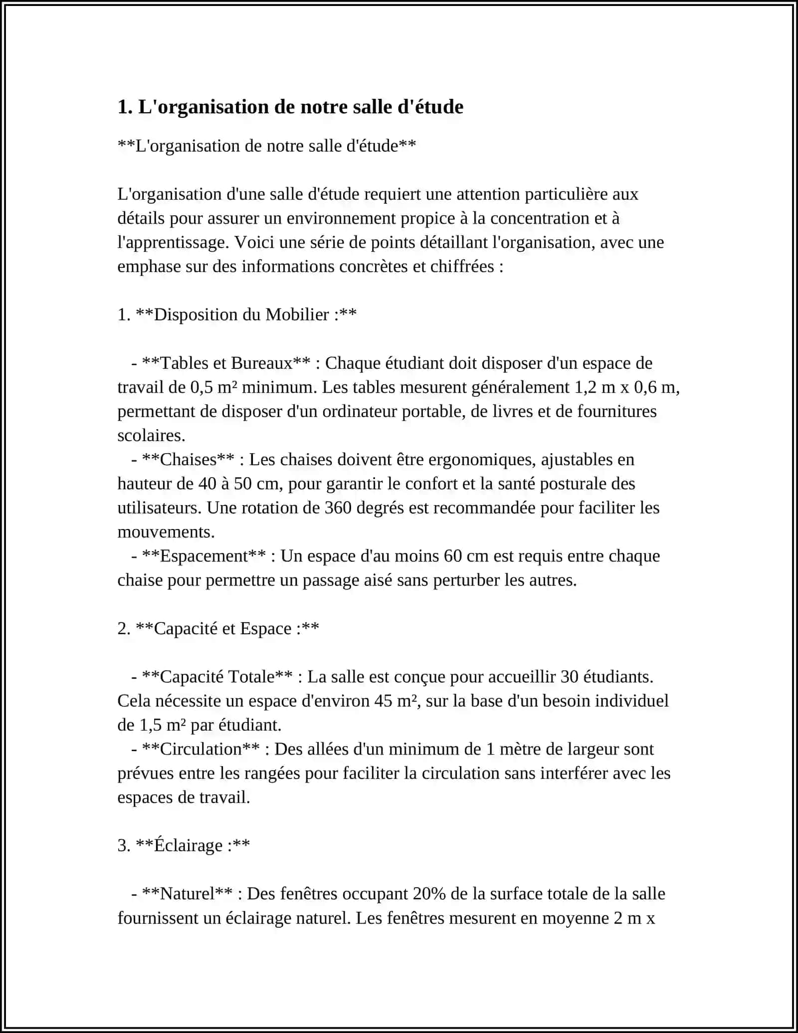 L'organisation de notre salle d'étude 4