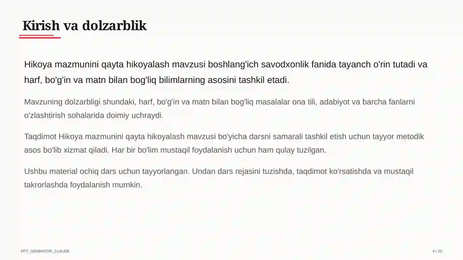Hikoya mazmunini qayta hikoyalash (3-sinf) 4