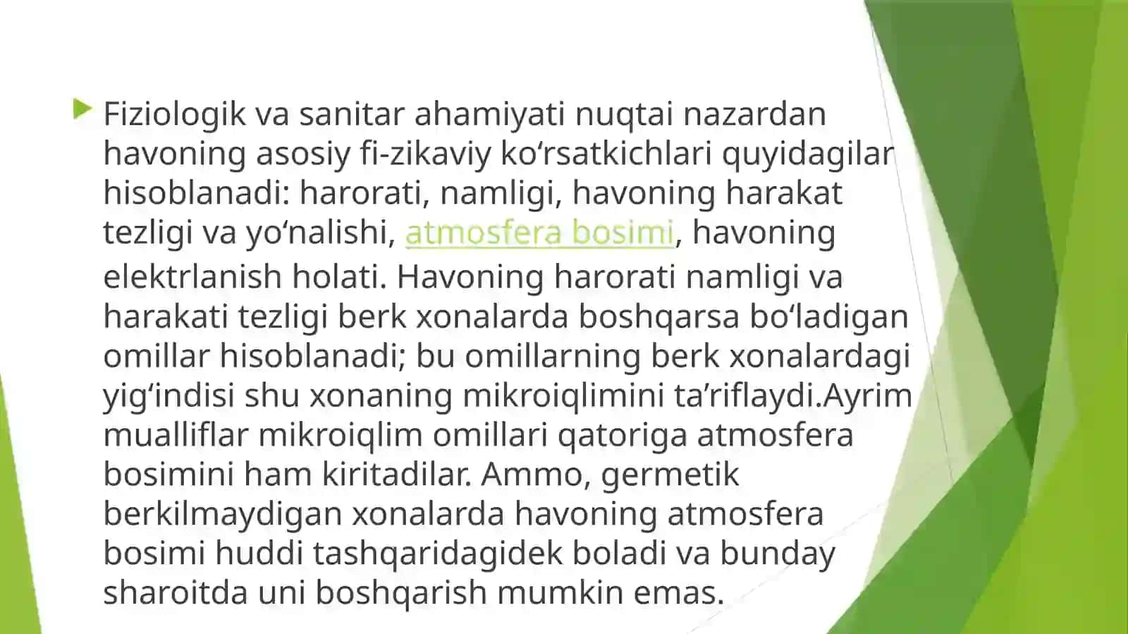Farg`ona jamoatsalomatligi Tibbiyot instituti Davolash ishi fakulteti 3123-guruh talabasi Akramova Durdonaning Tibbiy va ekologik gigiyena fanidan 4