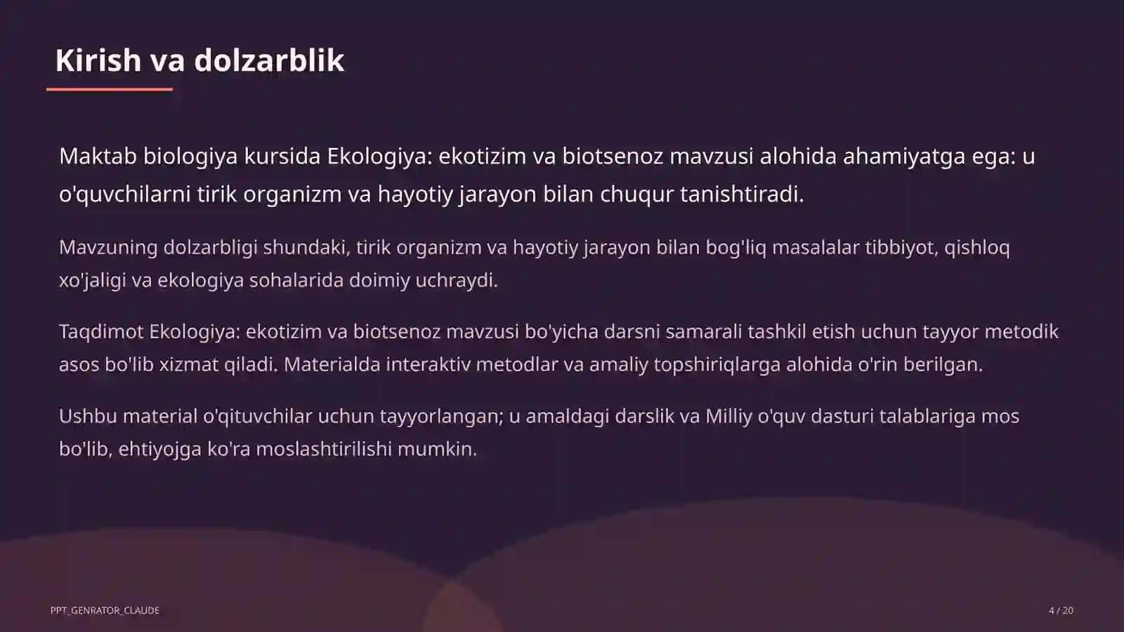 Ekologiya: ekotizim va biotsenoz (10-sinf) 4