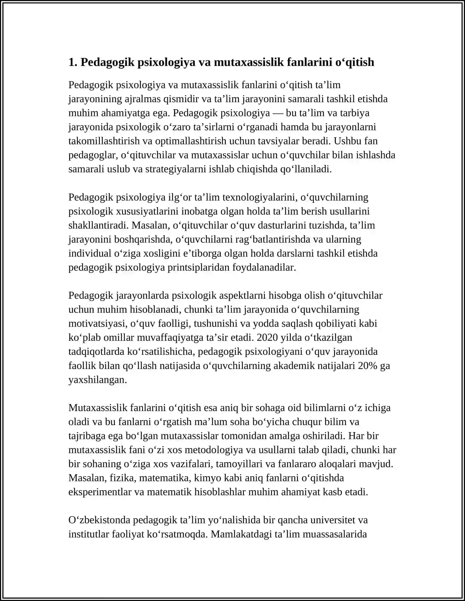 MUTAXASSISLIK FANLARINI O‘QITISH QONUNIYATLARI VA TAMOYILLARI 4