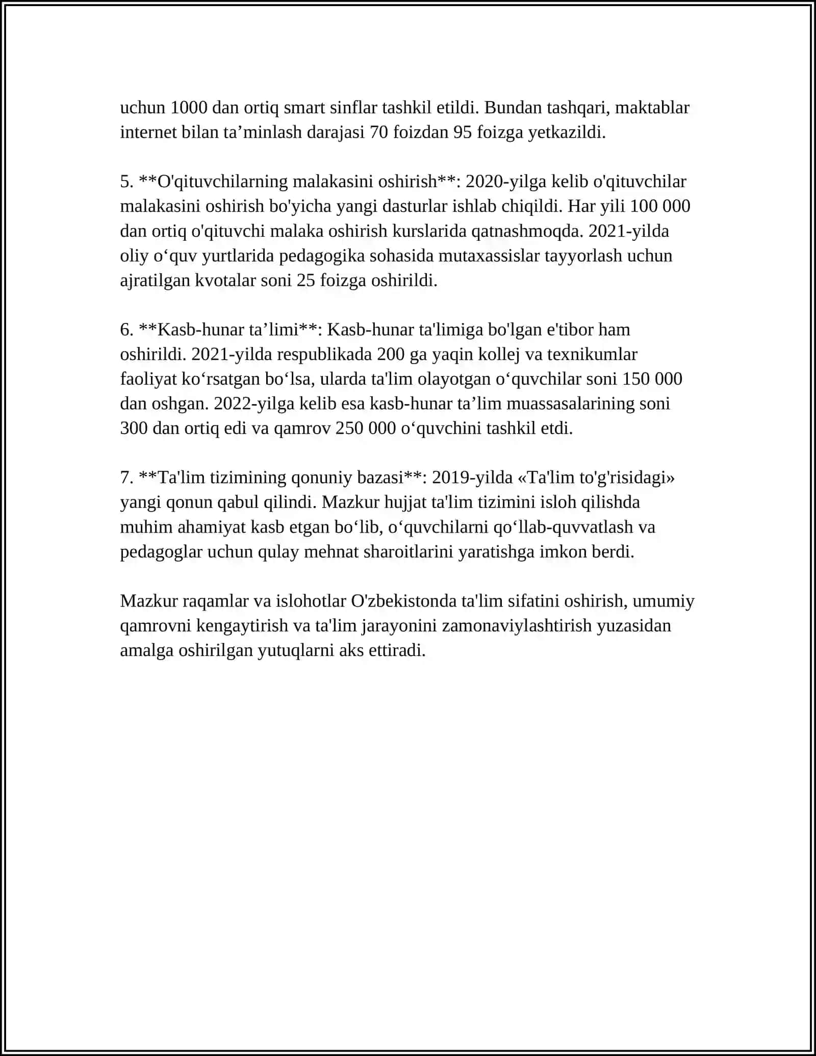 MUSTAQIL ISH Mavzu: O'ZBEKISTON RESPUBLIKASIDA IJTIMOIY SOHADAGI ISLOHOTLAR 4
