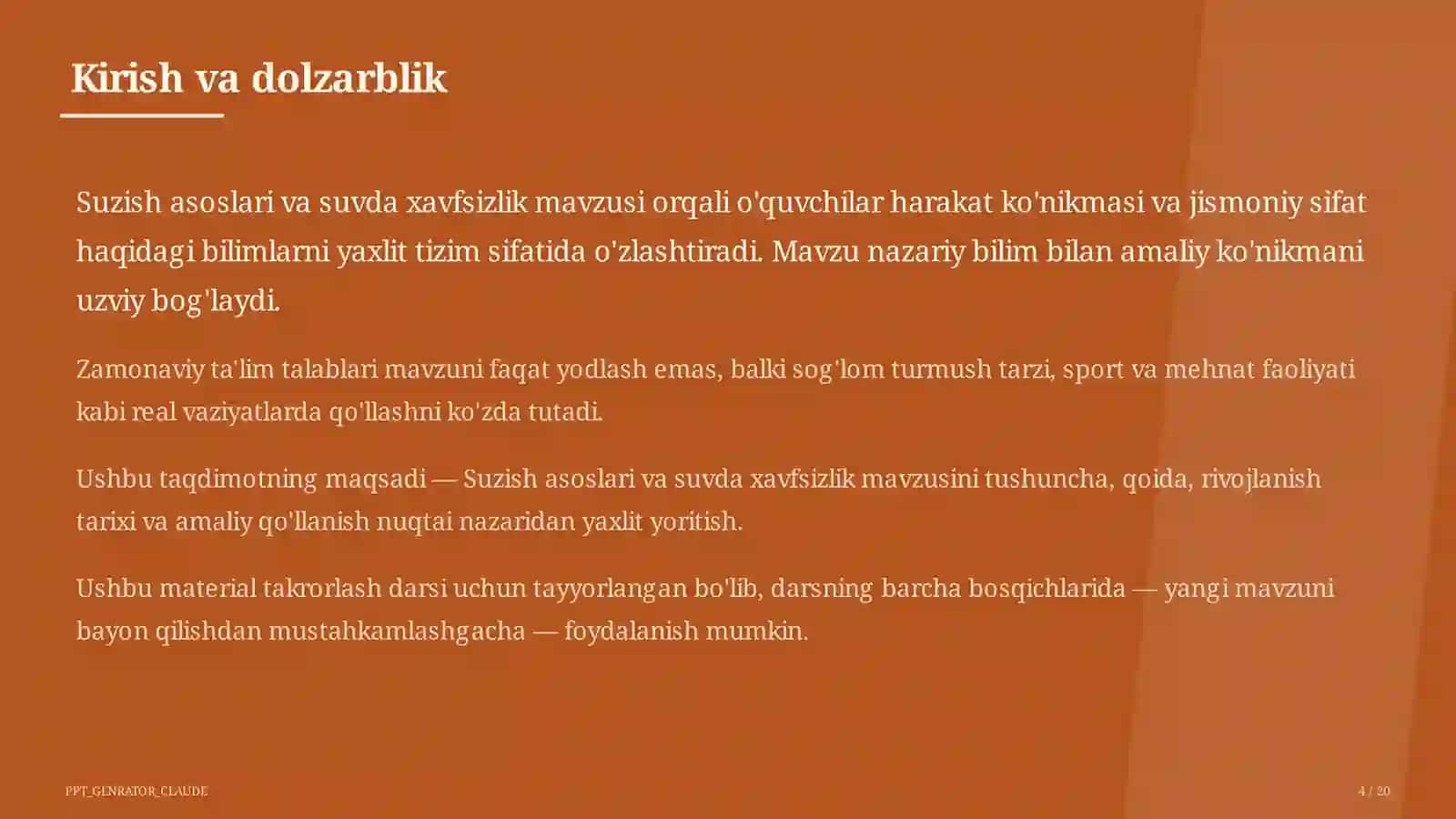 Suzish asoslari va suvda xavfsizlik (6-sinf) 4