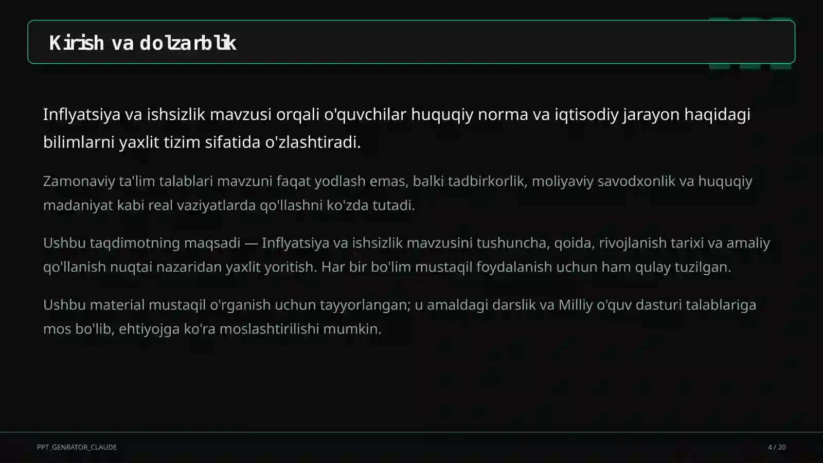 Inflyatsiya va ishsizlik (11-sinf) 4
