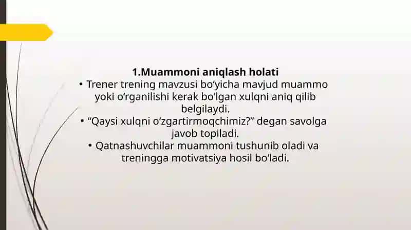 Xulqatvor.treningdassenariyasi 4