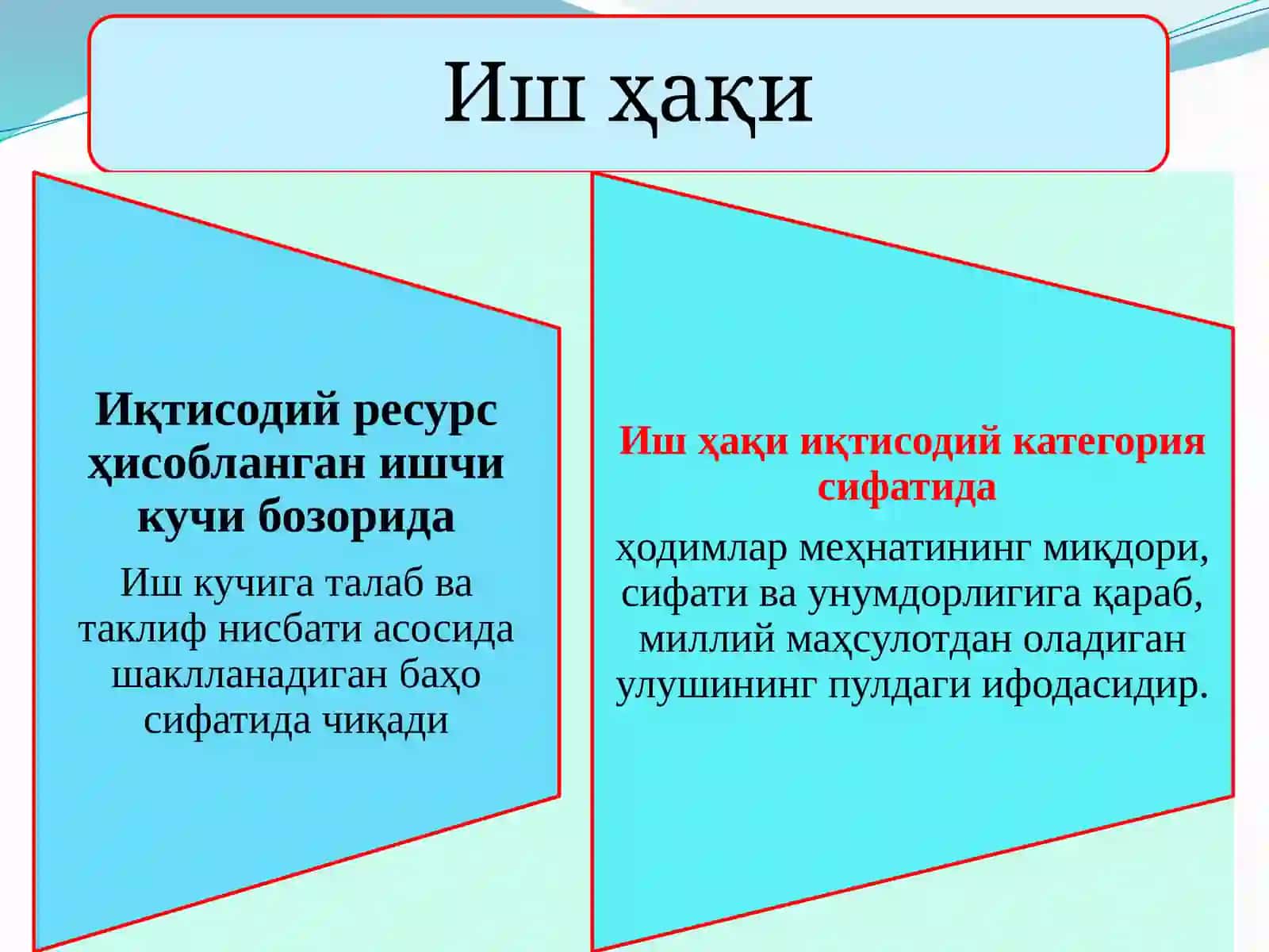 Омилли даромадлар ва иш ҳақининг шаклланиши. Ишчи кучи бозори ва бандлик 4