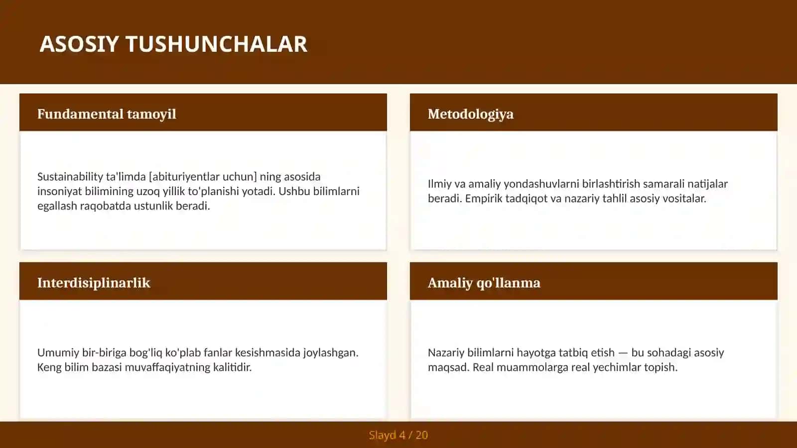 Sustainability ta'limda [Abituriyentlar uchun] 4