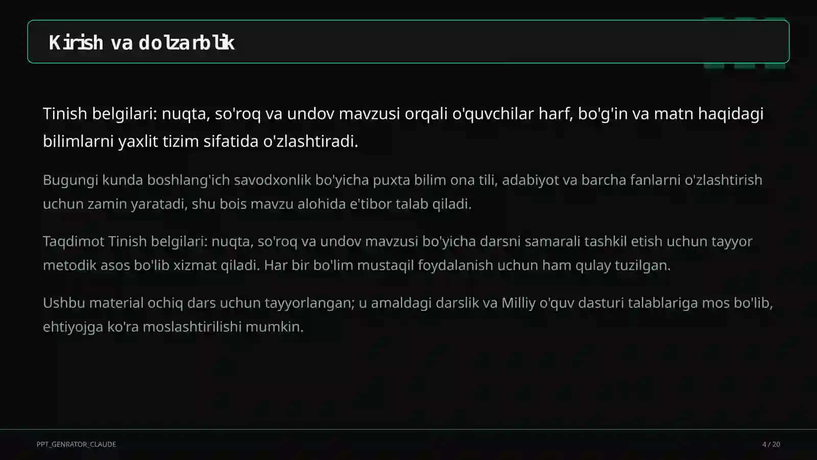 Tinish belgilari: nuqta, so'roq va undov (2-sinf) 4