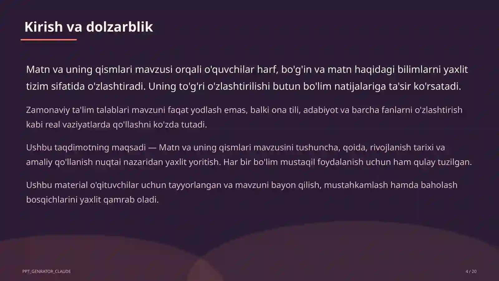 Matn va uning qismlari (3-sinf) 4