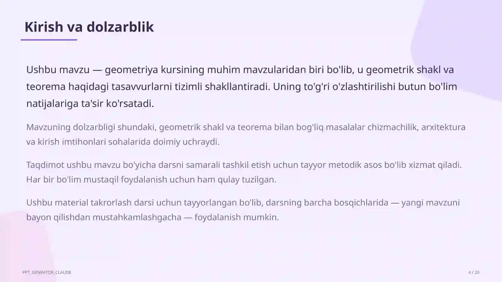 Harakatlar: simmetriya, burish, parallel ko'chirish (9-sinf) 4