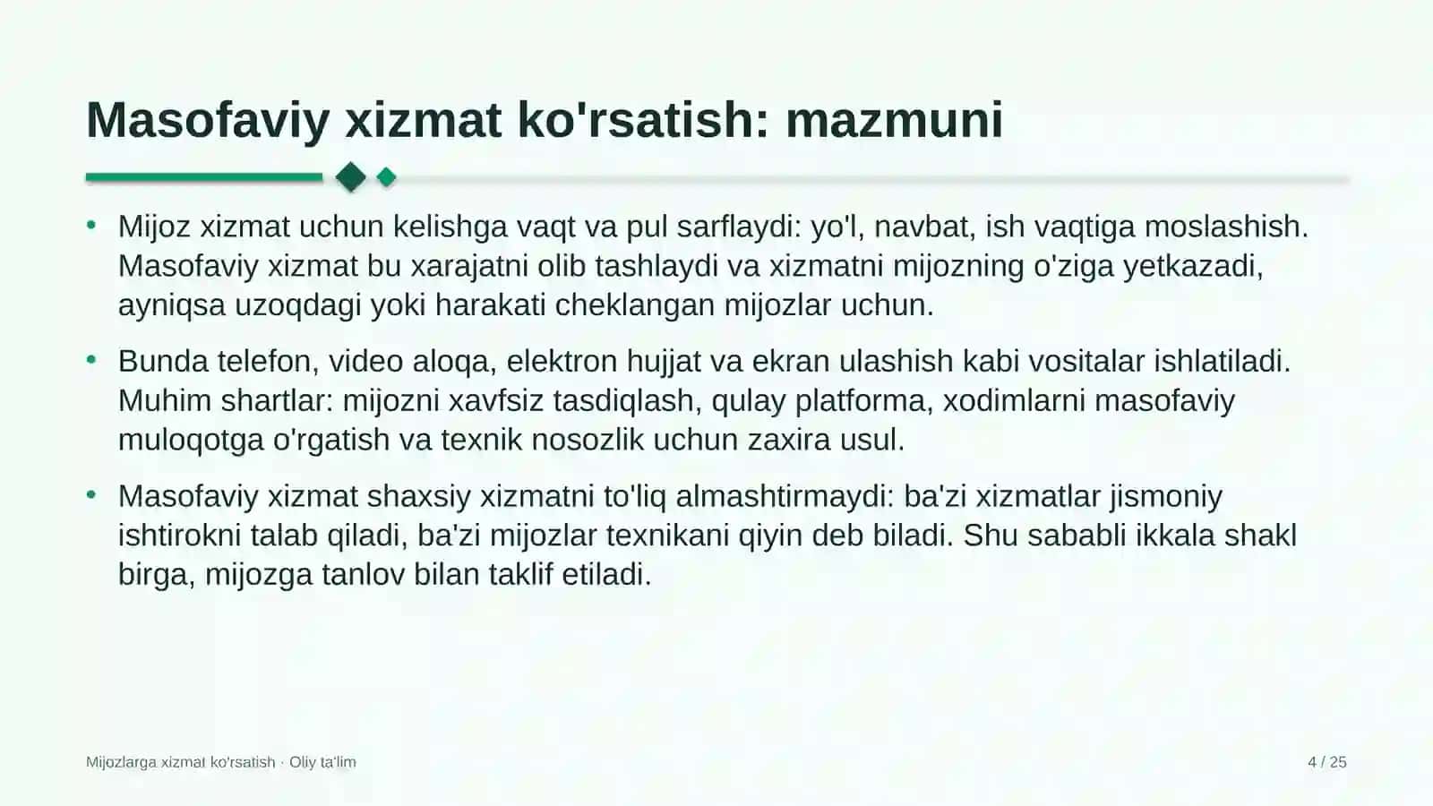 til o'rgatish markazlarida masofaviy xizmat ko'rsatishni yo'lga qo'yish 1648 4