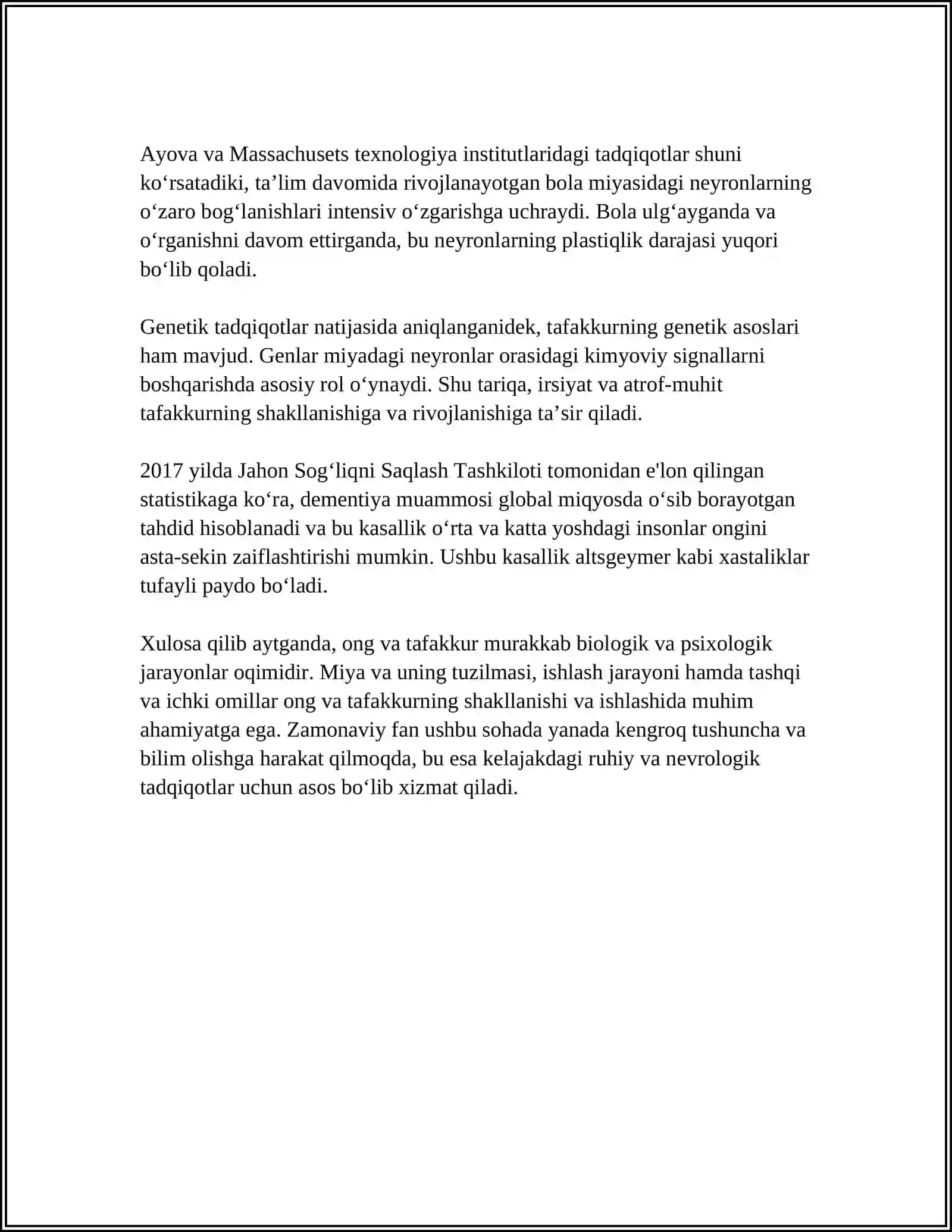 INSON PSIXIKASI HAYVON PSIXIKASIDAN QAYSI XUSUSIYATLARI BILAN FARQLANADI? 4