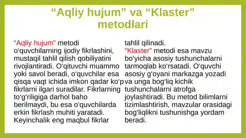 Ta’lim jarayonida interfaol metodlardan foydalanish 4